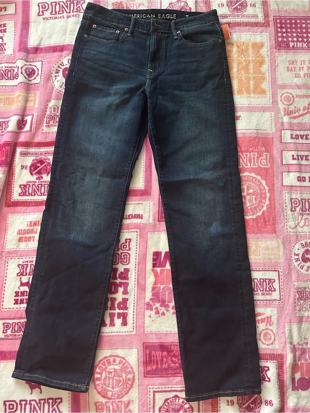 American Eagle Outfitters Airflex + Dark Blue Straight Leg Jeans 31x34